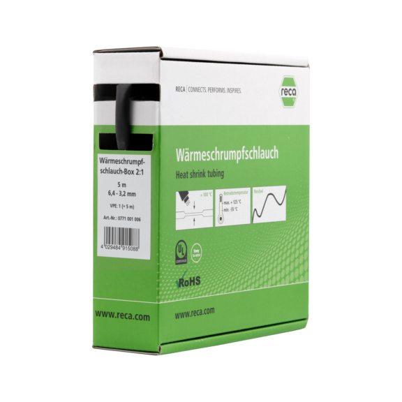 Krimpkousdoos, 2:1 - Krimpkous, 2:1 dunwandig, 5 m 6,4–3,2 mm