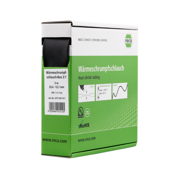 Heat shrink hose box, 2:1 - Heat shrink hose, 2:1 thin-walled, 5 m 25.4–12.7 mm