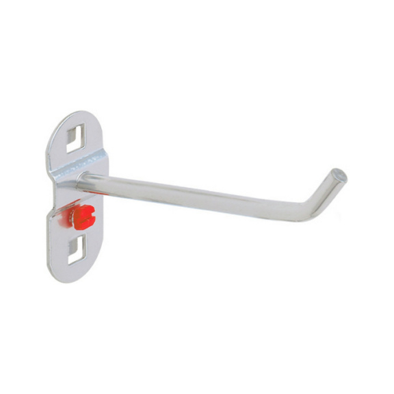 Werkzeughalter mit schr&auml;gem Hakenende - RasterPlan Werkzeughalter alufarben L100  schr&auml;ges Hakenende