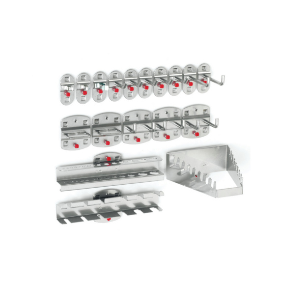 Hakensortimente für Lochplatten - RasterPlan Werkzeughalter-Sortiment 18-teilig alu
