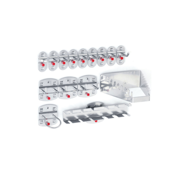 Hakensortimente für Lochplatten - RasterPlan Werkzeughalter-Sortiment 15-teilig alu