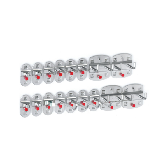 Hakensortimente für Lochplatten - RasterPlan Werkzeughalter-Sortiment 17-teilig alu