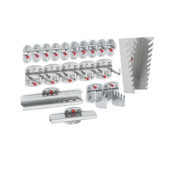 Hakensortimente für Lochplatten - RasterPlan Werkzeughalter-Sortiment 20-teilig alu