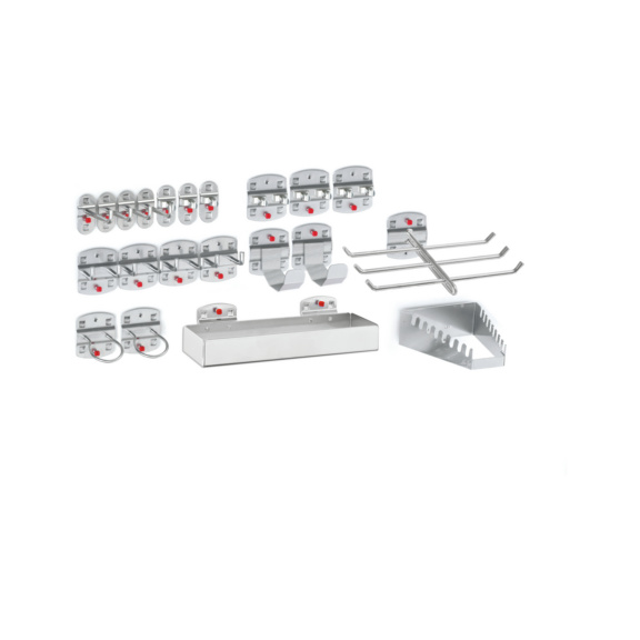 Hakensortimente f&uuml;r Lochplatten - RasterPlan Werkzeughalter-Sortiment 21-teilig alu