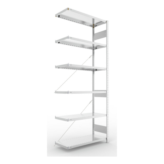 Steckregale S3 verzinkt, einzeilig - S3 CLIP 230 Steck-Anbauregal 2500x1000x400 mm vzk mit 6 B&ouml;den