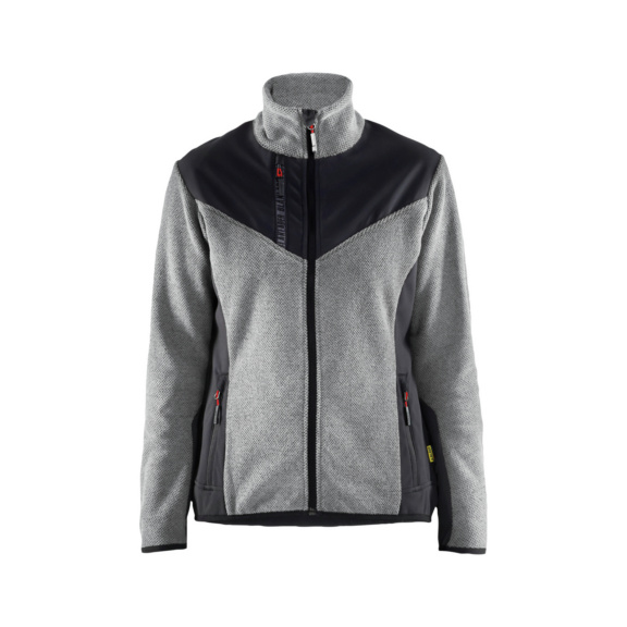 Damen Strickjacke Softshell 5943 2536 - Damen Strickjacke mit Softshell Grau Melange/Schwarz 5943 2536 9099 XL