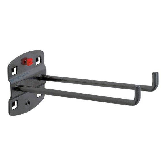 Werkzeughalter doppelt mit senkrechtem Hakenende - RasterPlan Doppelter Werkzeughalter L150 senkr. Hakenende anthrazitgrau