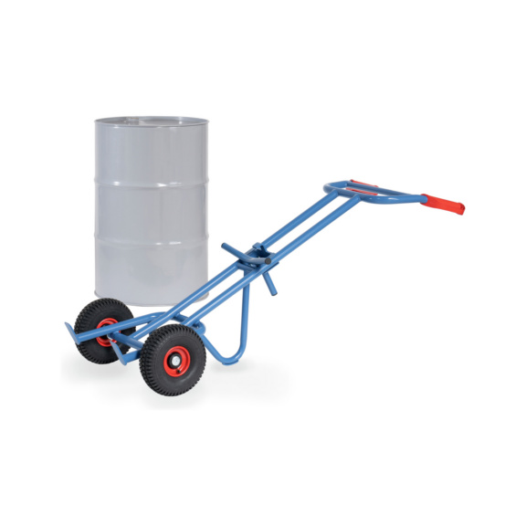 Fasskarren mit St&uuml;tzb&uuml;gel f&uuml;r 200l F&auml;sser - Fasskarre mit St&uuml;tzb&uuml;gel f&uuml;r 200l Fass mit Luftbereifung 300kg Tragkraft
