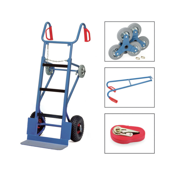 Ger&auml;tekarren - Ger&auml;tekarre mit Luftbereifung, Treppensternen, Tragholm und Spanngurt