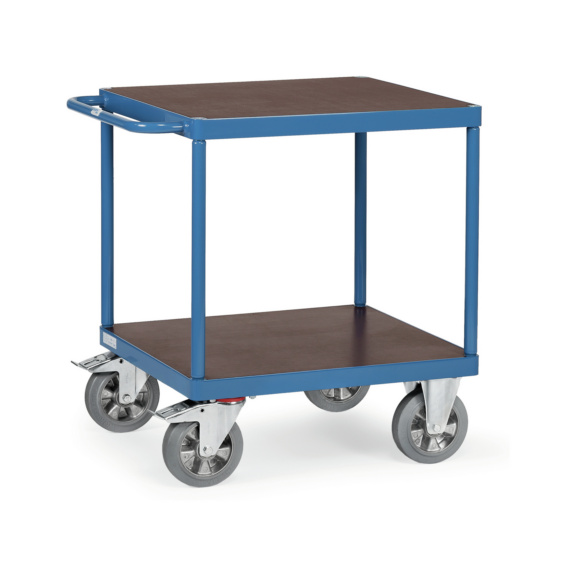Schwerlast-Tischwagen mit 2 Holzb&ouml;den - Schwerlast-Tischwagen mit 2 Ebenen Tragkraft 1200 kg; Ladefl&auml;che 700 x 700 mm