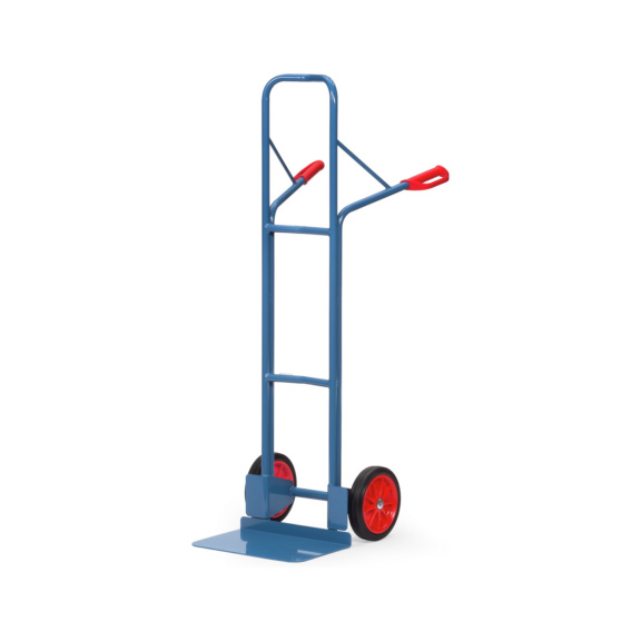 Stahl-Stapelkarren mit breiter Schaufel - Stapelkarre Stahlrohr mit Vollgummibereifung und breite Schaufel; H&ouml;he 1600mm