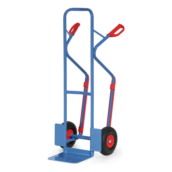 Stahl-Stapelkarren mit Standardschaufel - Stapelkarre Stahlrohr mit PU-Bereifung, Standardschaufel und Gleitkufen
