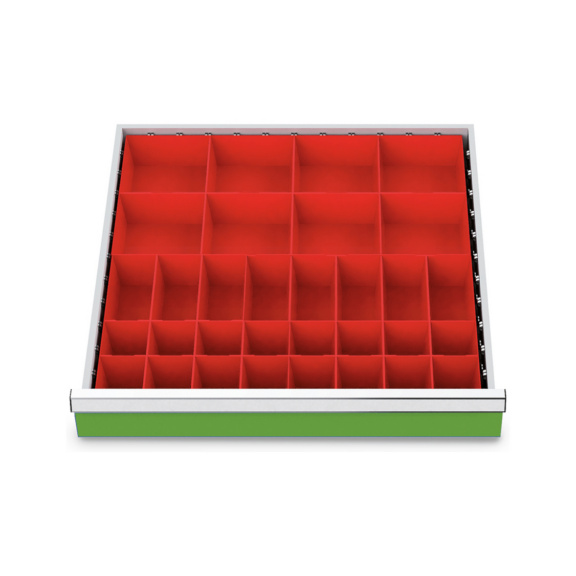 Schubladeneinteilung mit Kleinteilek&auml;sten - Schubladeneinteilung mit Kleinteilek&auml;sten f&uuml;r Front 75/100 mm; 600 x 600 mm