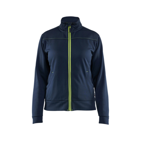 Damen Sweatshirt mit Rei&szlig;verschluss 3394 2526 - Damen Sweatsh. m Rei&szlig;. Dkl. Marineblau/High Vis Gelb 3394 2526 8633 L