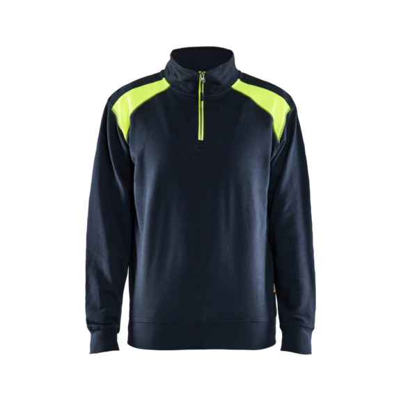 Sweater mit Half-Zip 2-Farbig 3353 1158 - Sweater mit Half-Zip 2-farbig Dkl. Marineblau/High Vis Gelb 3353 1158 8633 S