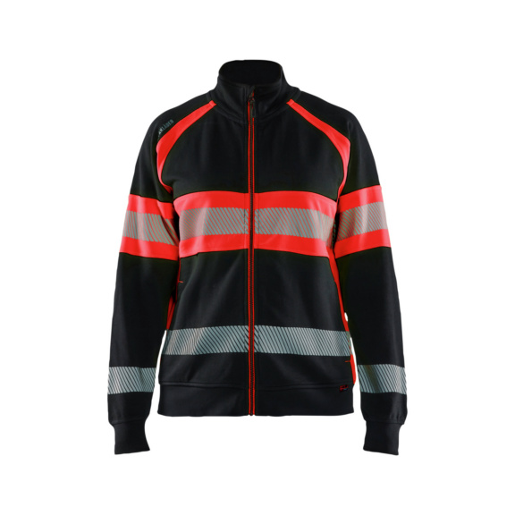 Damen Sweater High Vis 3505 1158 - Damen High Vis Sweater Schwarz/High Vis Rot 3505 1158 9955 S