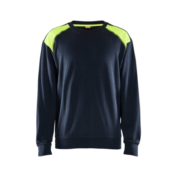 Sweatshirt 3580 1158 - Sweatshirt Dkl. Marineblau/High Vis Gelb 3580 1158 8633 L