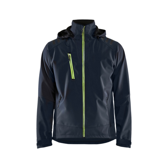 Softshell Jacke 4749 2513 - Softshell Jacke Dkl. Marineblau/High Vis Gelb 4749 2513 8633 4XL