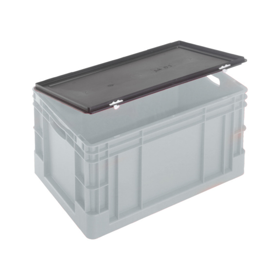 Verschlussdeckel f&uuml;r Euro-Transportbeh&auml;lter - Verschlussdeckel mit Scharnier 600 x 400 mm schwarz