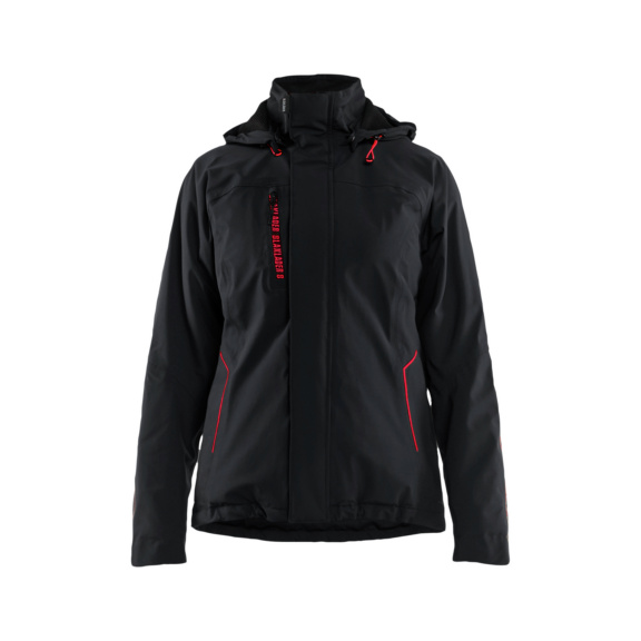  - Leichte, gef&uuml;tterte Damen Winterjacke Stretch Schwarz/Rot 4408 1917 9956 M