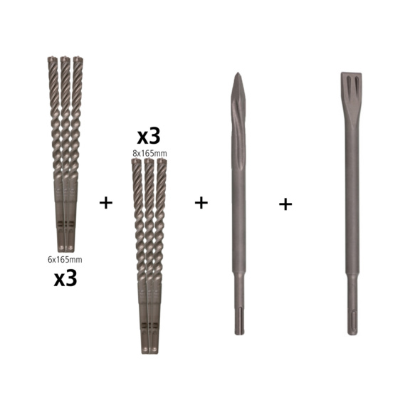 x-twin Hammerbohrer Paket + Meißel SDSplus - x-twin Hammerbohrer Ø6; 8 + Meißel Spitz- und Flachmeißel EVO SDSplus