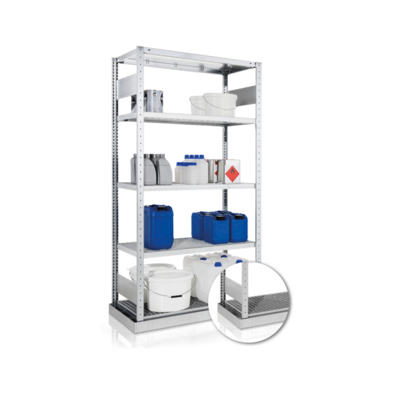 Umweltregale - Umweltregal mit Gitterrostb&ouml;den & Bodenwanne 2000x1000x500 mm (HxBxT)