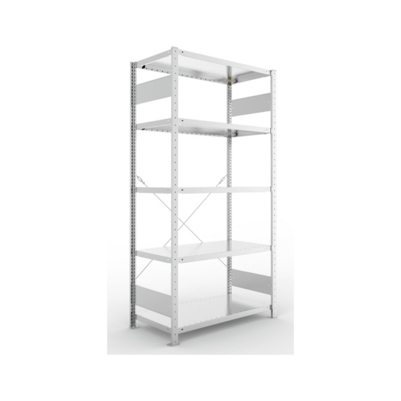 Steckregale S3 verzinkt, einzeilig - S3 CLIP 230 Steck-Grundregal 2000x1000x500 mm vzk. mit 5 B&ouml;den