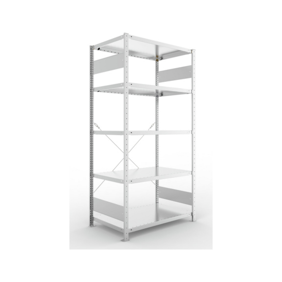 Steckregale S3 verzinkt, einzeilig - S3 CLIP 230 Steck-Grundregal 2000x1000x600 mm vzk. mit 5 B&ouml;den