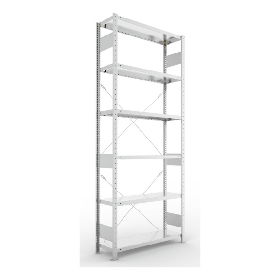 Steckregale S3 verzinkt, einzeilig - S3 CLIP 230 Steck-Grundregal 2500x1000x300 mm vzk. mit 6 Böden