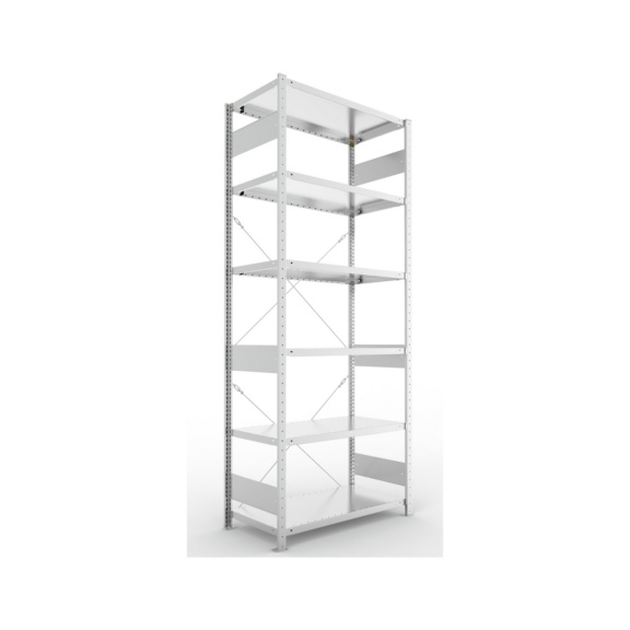 Steckregale S3 verzinkt, einzeilig - S3 CLIP 230 Steck-Grundregal 2500x1000x500 mm vzk. mit 6 B&ouml;den