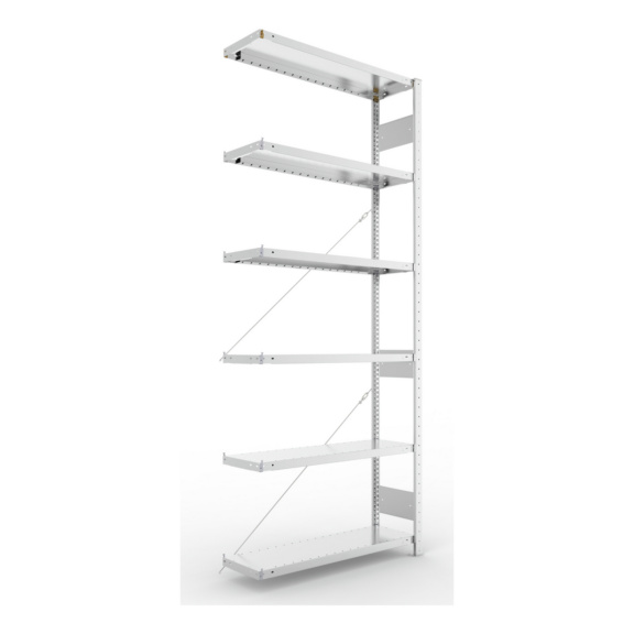 Steckregale S3 verzinkt, einzeilig - S3 CLIP 230 Steck-Anbauregal 2500x1000x300 mm vzk mit 6 Böden