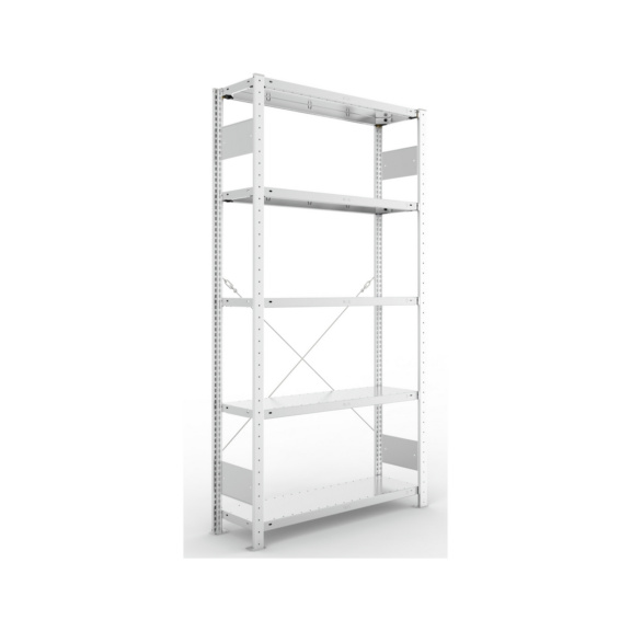 Steckregale S3 verzinkt, einzeilig - S3 CLIP 150 Steck-Grundregal 2000x1000x300 mm vzk. mit 5 Böden