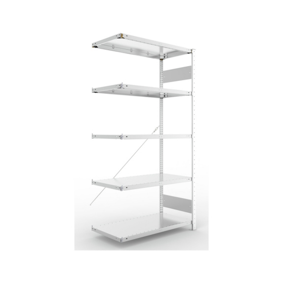 Steckregale S3 verzinkt, einzeilig - S3 CLIP 150 Steck-Anbauregal 2000x1000x500 mm vzk mit 5 Böden