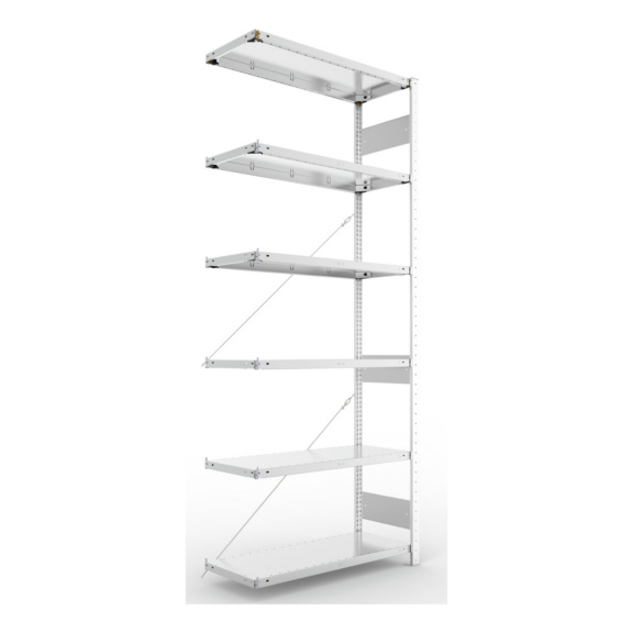 Steckregale S3 verzinkt, einzeilig - S3 CLIP 150 Steck-Anbauregal 2500x1000x400 mm vzk mit 6 Böden