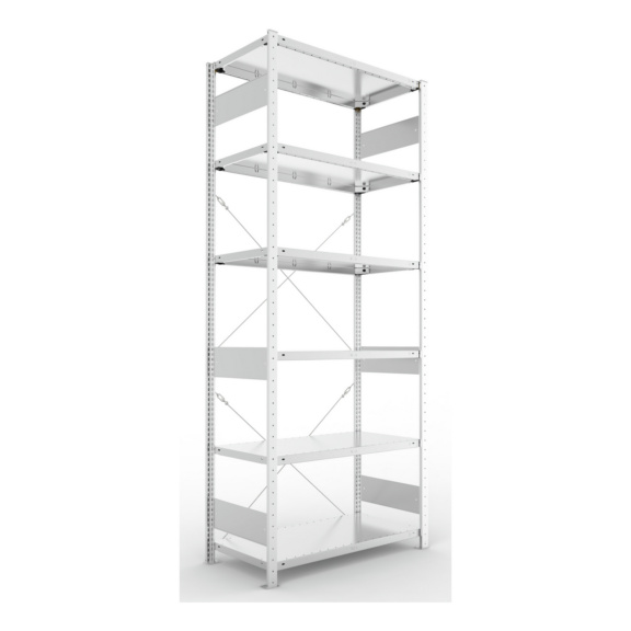 Steckregale S3 verzinkt, einzeilig - S3 CLIP 150 Steck-Grundregal 2500x1000x500 mm vzk. mit 6 Böden