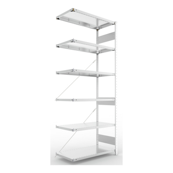 Steckregale S3 verzinkt, einzeilig - S3 CLIP 150 Steck-Anbauregal 2500x1000x500 mm vzk mit 6 Böden