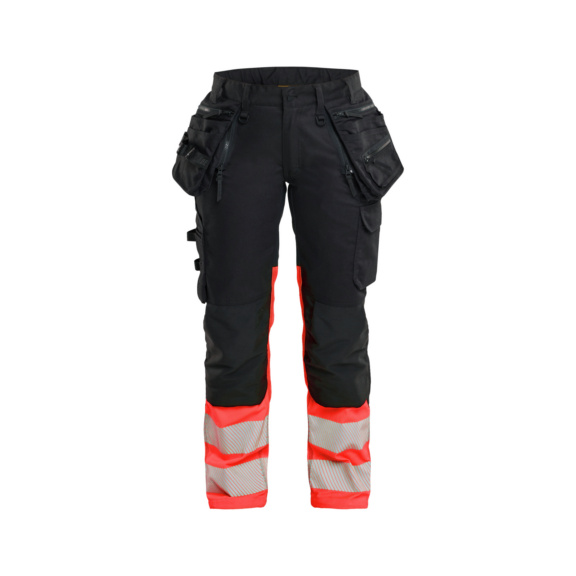 Damen High Vis Hose Stretch 7030 1149 - Damen High Vis Hose Stretch Schwarz/High Vis Rot 7030 1149 9955 D21