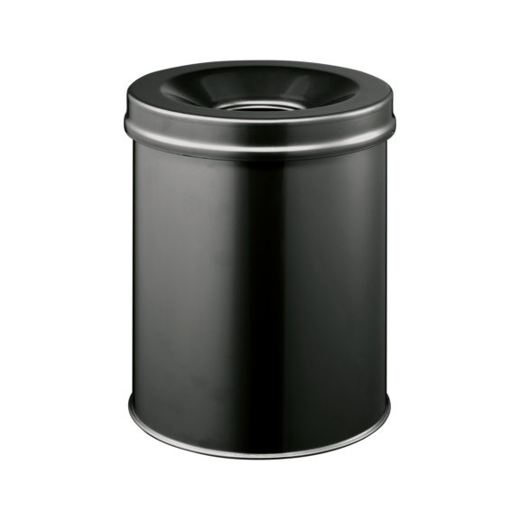 Papierk&ouml;rbe mit Flammenl&ouml;schkopf - Runder Papierkorb mit Flammenl&ouml;schkopf aus Stahl mit Epoxidharz-Beschichtung