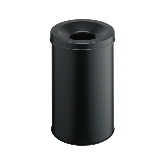 Papierk&ouml;rbe mit Flammenl&ouml;schkopf - Runder Papierkorb mit Flammenl&ouml;schkopf aus Stahl mit Epoxidharz-Beschichtung