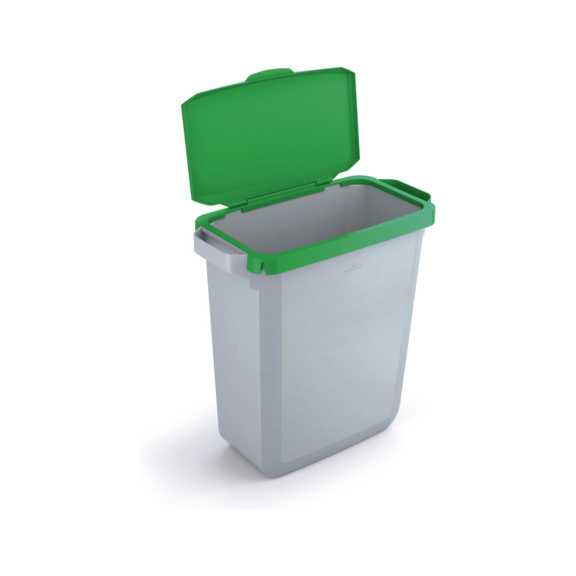 Abfallbeh&auml;lter 60L - Abfallbeh&auml;lter mit gr&uuml;nem Klappdeckel; Fassungsverm&ouml;gen 60 Liter