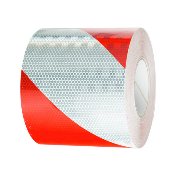 Cinta adhesiva reflectante blanca/roja - Cinta adhesiva reflectante blanca/roja 141mmx 45,7m Derecha