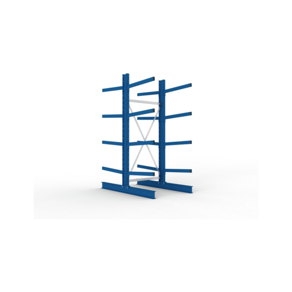 Kragarmregale MS doppelseitig - Kragarm-Grundregal MS Medium doppelseitig 2500x1000x1600 mm (HxBxT) RAL 5010