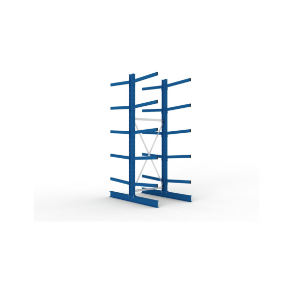 Kragarmregale MS doppelseitig - Kragarm-Grundregal MS Medium doppelseitig 3000x1000x1600 mm (HxBxT) RAL 5010