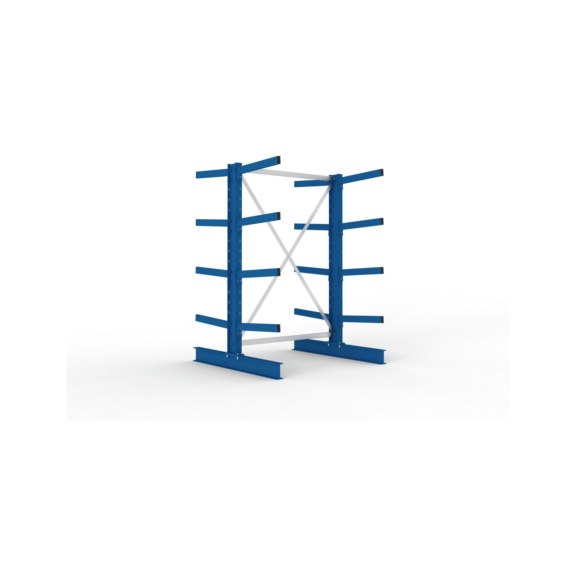 Kragarmregale MS doppelseitig - Kragarm-Grundregal MS Medium doppelseitig 2000x1300x1200 mm (HxBxT) RAL 5010