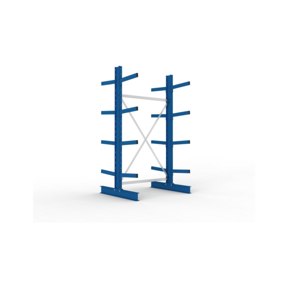 Kragarmregale MS doppelseitig - Kragarm-Grundregal MS Medium doppelseitig 2500x1300x1000 mm (HxBxT) RAL 5010