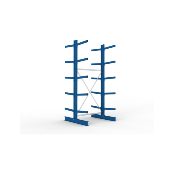 Kragarmregale MS doppelseitig - Kragarm-Grundregal MS Medium doppelseitig 3000x1300x1200 mm (HxBxT) RAL 5010