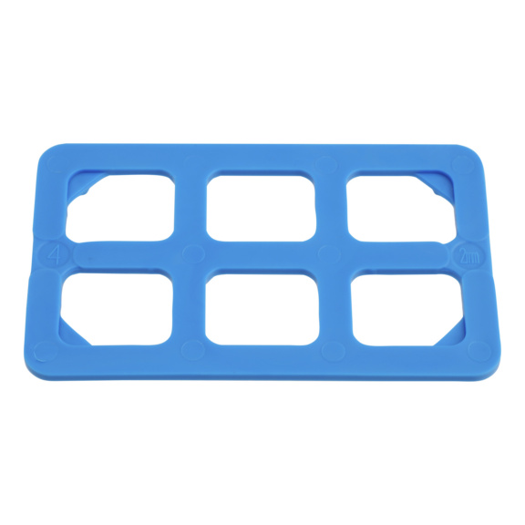 Onderlegger rasterblokken - Onderlegger rasterblok, 80x50x2 mm, kunststof, blauw