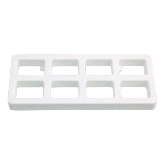 Onderlegger rasterblokken - Onderlegger rasterblok 120x50x10 mm, kunststof, wit
