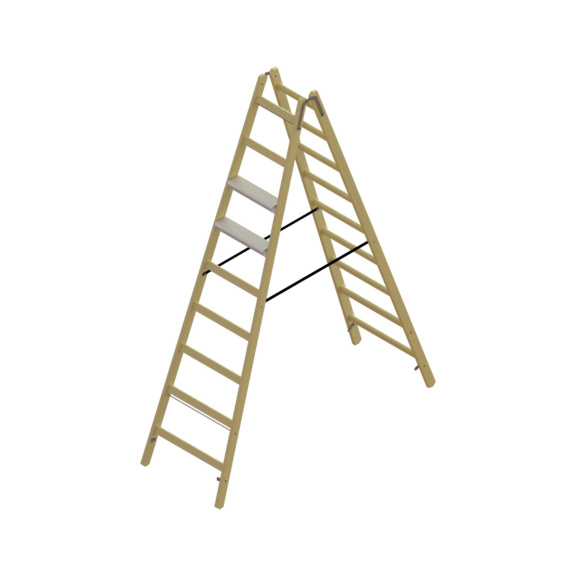 Hybrid-Stehleitern mit Alu-Stufen einseitig - Hybrid-Stehleiter 2 x 9 einseitig mit 2 Alu-Stufen