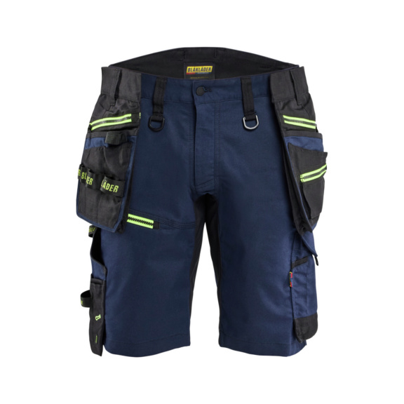 Handwerkershorts mit Stretch STRIKER 1972 1149 - STRIKER Shorts Stretch Dkl.Marineblau/HiVis Gelb 1972 1149 8633 C50